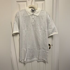 Ralph Lauren White Polo with Navy Pinstripes